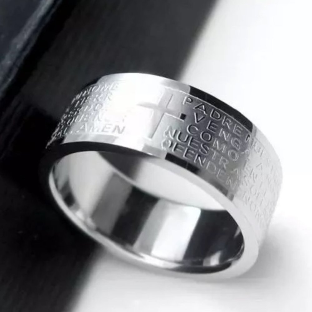 8mm Cross Stainless Steel Ring Men’s / Women’s - Picture 2 of 8